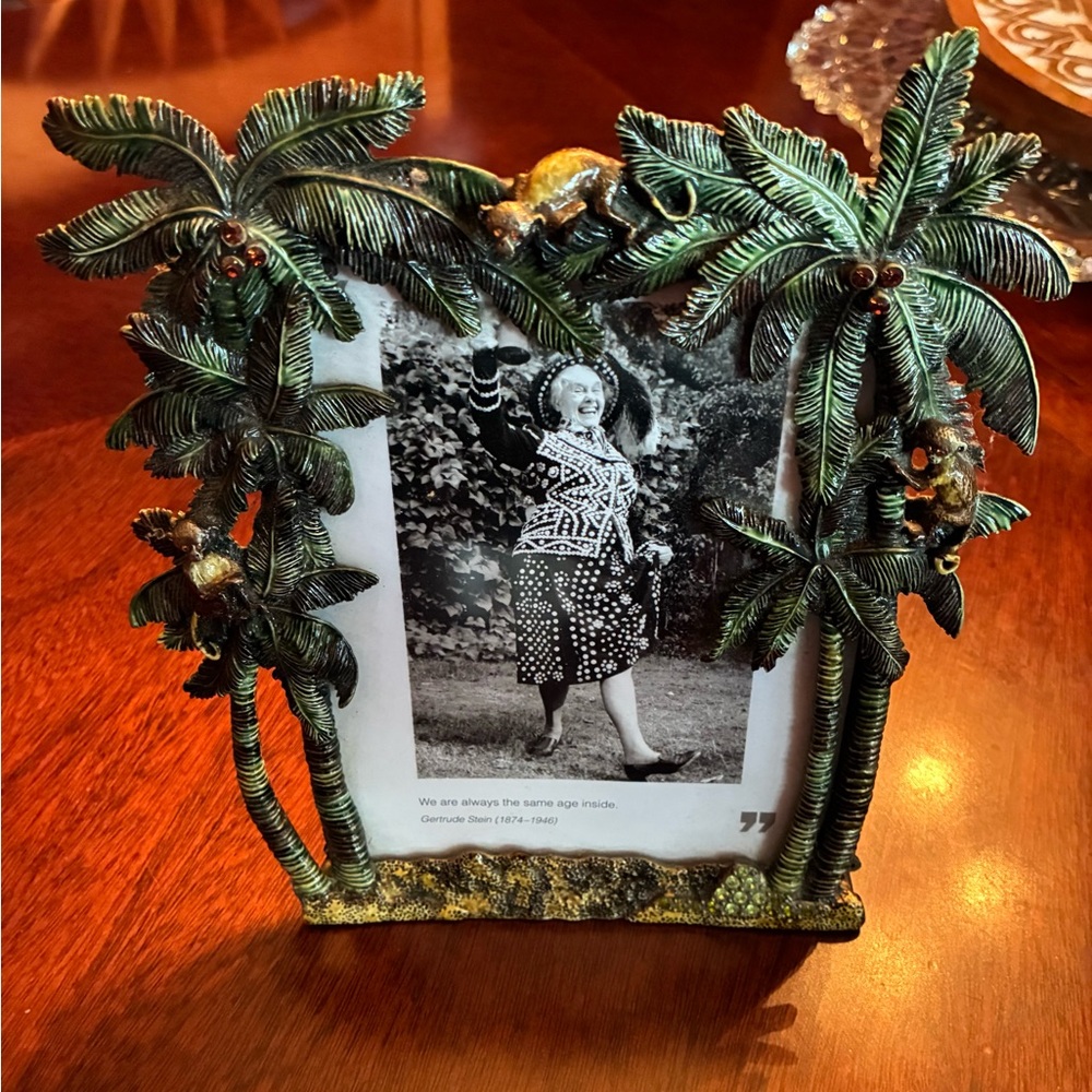 Tropical Palm Tree Monkey Jeweled 5x7 Photo Frame – Glam Jungle Decor - Picture 2 of 9